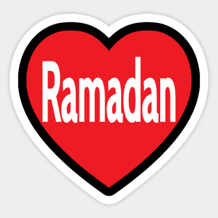 I Love Ramadan Red Heart Design Sticker